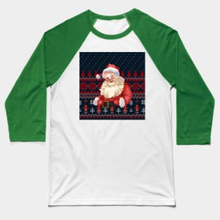 Santa Claus Knitted Ugly Sweater Matching Design Baseball T-Shirt